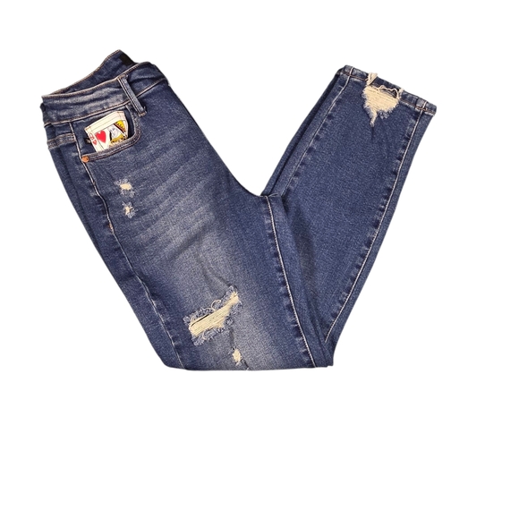 Judy Blue Denim - Distressed Blue Jeans Queen Of Hearts